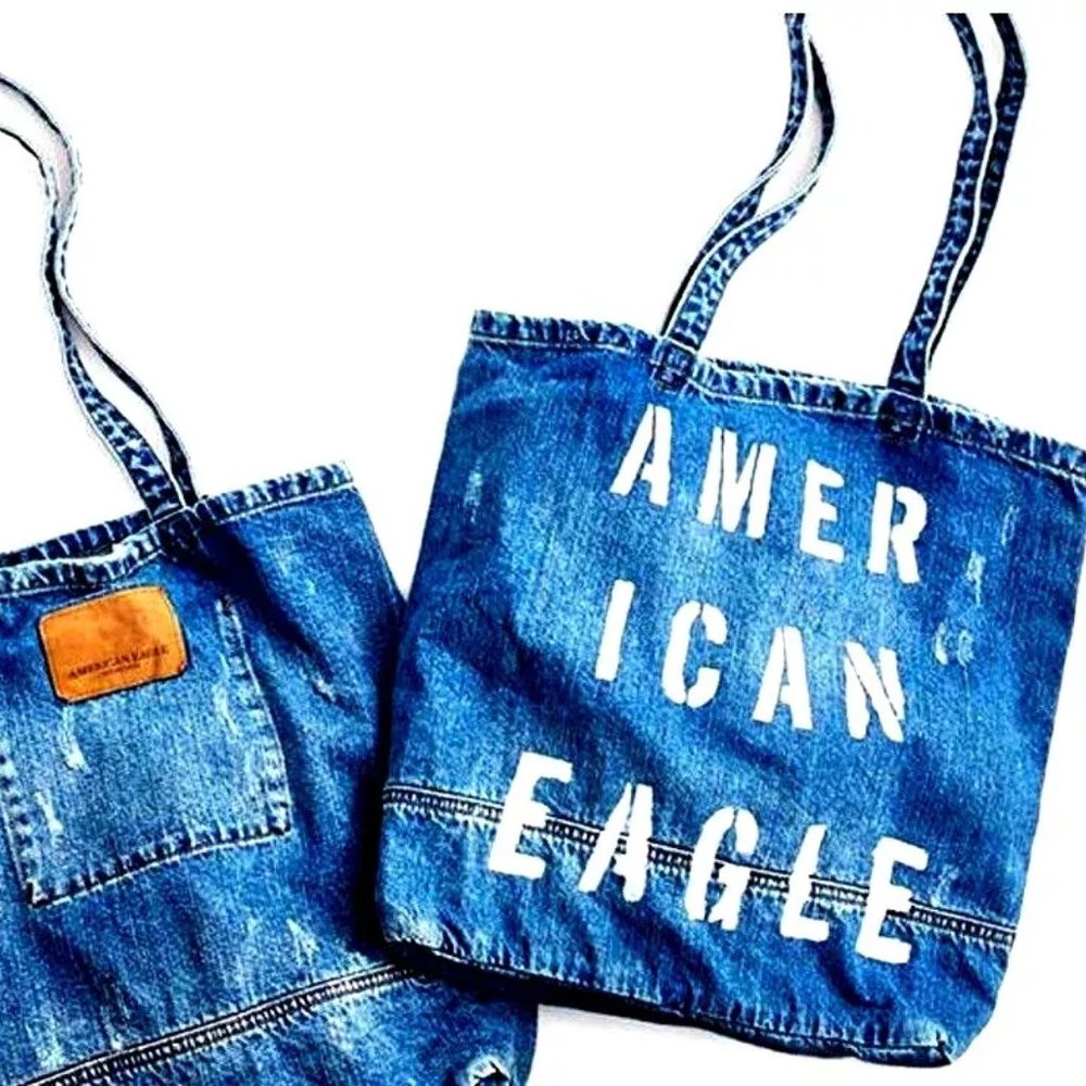 American Eagle Distressed Denim Tote Bag